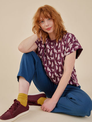Caitlin Top - Lounge Cats Plum