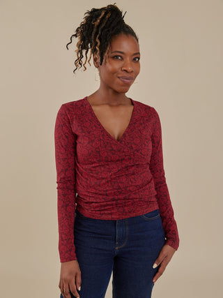 Gillian Wrap Top - Crimson Vine