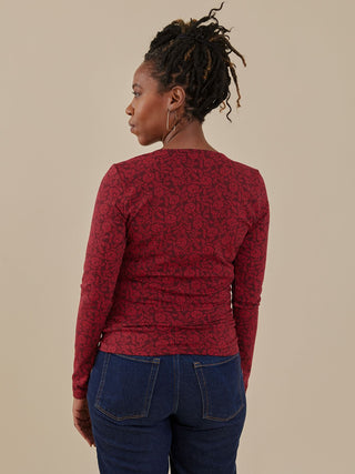 Gillian Wrap Top - Crimson Vine