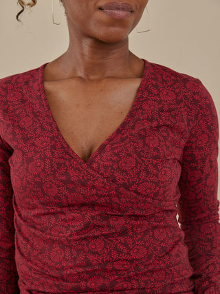 Gillian Wrap Top - Crimson Vine