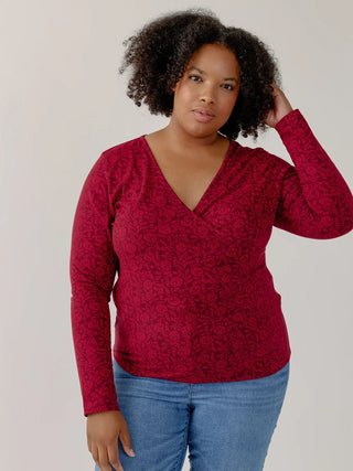 Gillian Wrap Top - Crimson Vine