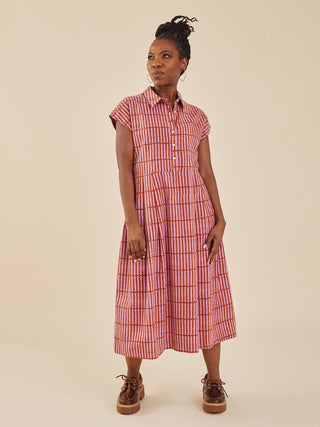 Emily Dress - Mod Block Terracotta Blush