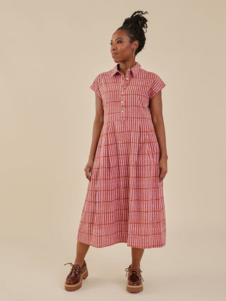 Emily Dress - Mod Block Terracotta Blush