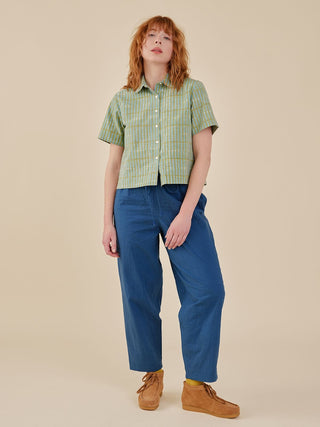 Benji Button Down Shirt - Mod Block Rosemary Sky