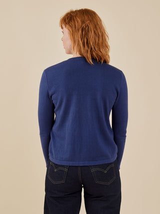 Betty Cardigan - Marine Cotton Cashmere
