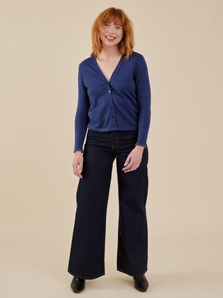 Betty Cardigan - Marine Cotton Cashmere