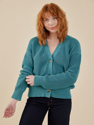 Fisherman Cardigan - Teal