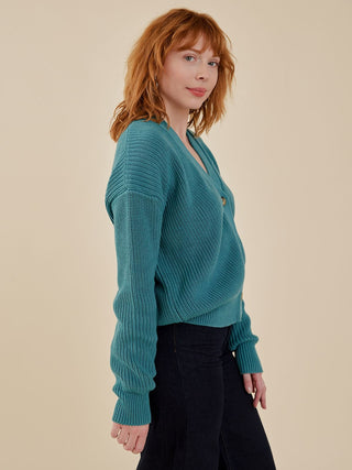 Fisherman Cardigan - Teal