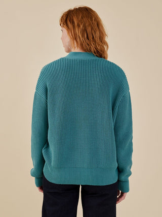 Fisherman Cardigan - Teal