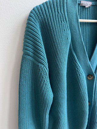Fisherman Cardigan - Teal