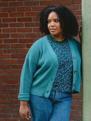 Fisherman Cardigan - Teal