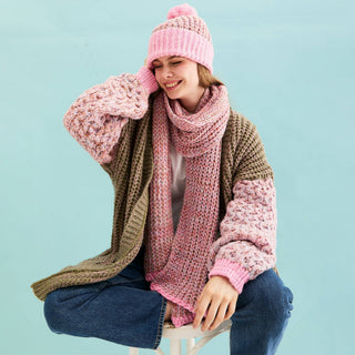 Lolly Hat Twist Bobble Pink Beanie