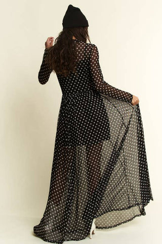 Lara Polka Dot Mesh Maxi Dress
