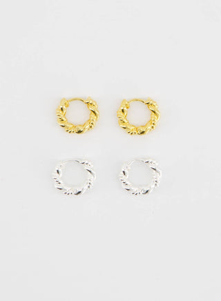 Twist Dual Hoops • Silver