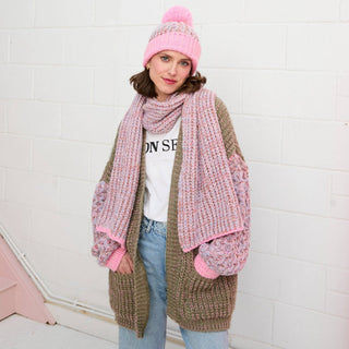 Lolly Hat Twist Bobble Pink Beanie