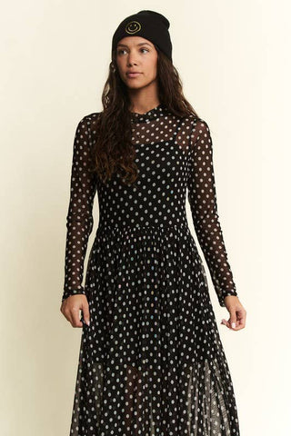 Lara Polka Dot Mesh Maxi Dress