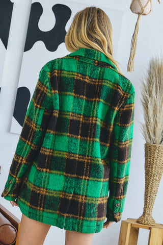 Green Plaid Blazer Coat