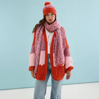 Florence Twist Oversized Knitted Scarf - Orange