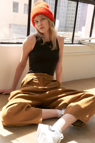 High Waisted Barrel Pants in Mocha