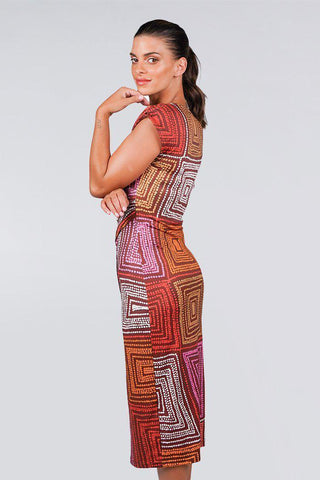 Karnta Jukurrpa V-Neck Midi Dress