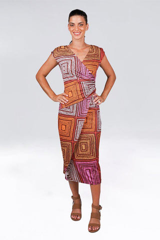 Karnta Jukurrpa V-Neck Midi Dress