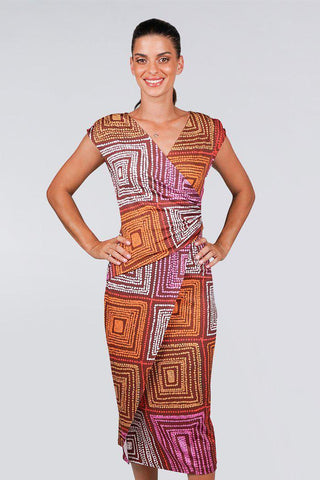 Karnta Jukurrpa V-Neck Midi Dress