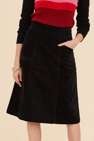 Black Velvet A-line Skirt