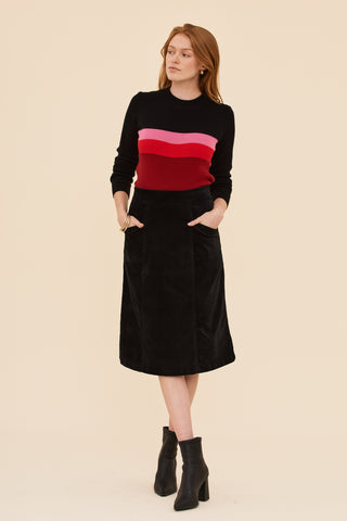 Black Velvet A-line Skirt