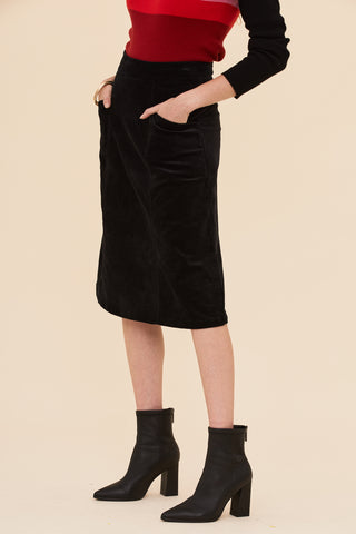 Black Velvet A-line Skirt