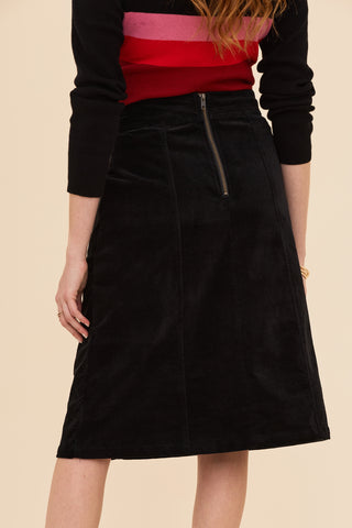 Black Velvet A-line Skirt