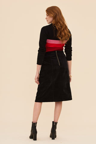 Black Velvet A-line Skirt