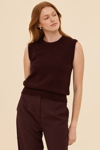 Alpaca Knit Vest in Burgundy