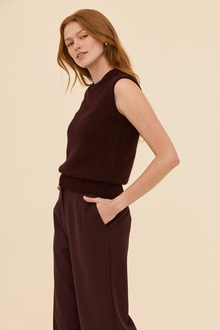 Alpaca Knit Vest in Burgundy