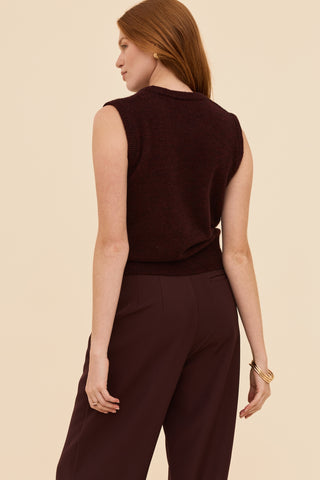 Alpaca Knit Vest in Burgundy