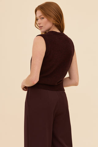 Alpaca Knit Vest in Burgundy