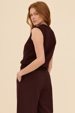 Alpaca Knit Vest in Burgundy