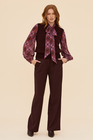 Alpaca Knit Vest in Burgundy