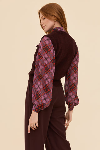 Alpaca Knit Vest in Burgundy