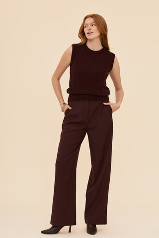 Alpaca Knit Vest in Burgundy