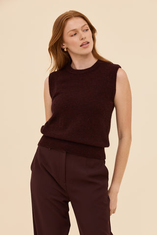 Alpaca Knit Vest in Burgundy