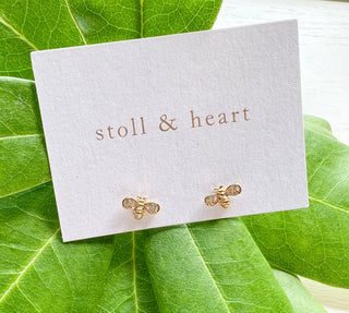 Bee Studs - Gold with Cubic Zirconia wings