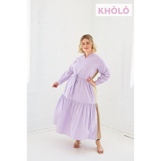 Bella Dress in Lilac & Caramel