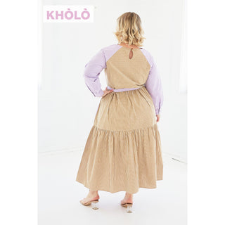 Bella Dress in Lilac & Caramel