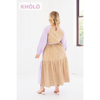 Bella Dress in Lilac & Caramel