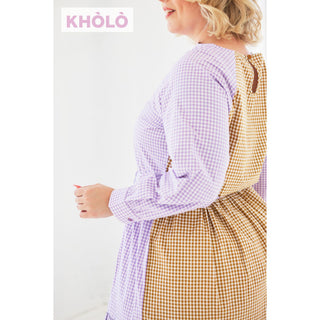 Bella Dress in Lilac & Caramel