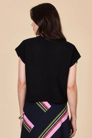 Black Capped Sleeve Zig Zag Knit