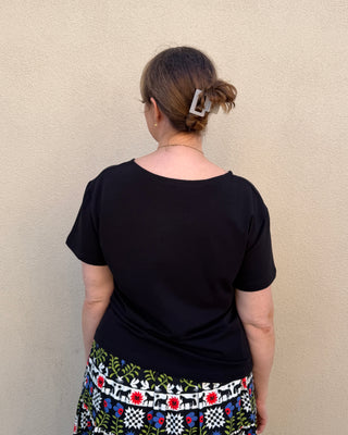 Black Scoop Neck Tee