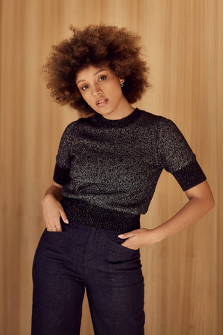 Black with Bronze Lurex Knit Jumper