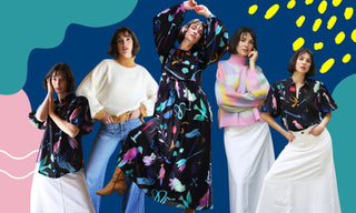 Photographs of the same model posing in different pieces from the Boheme collection.