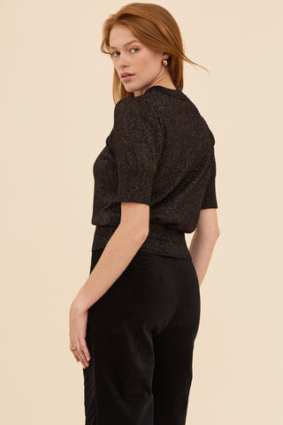 Black with Bronze Lurex Knit Jumper